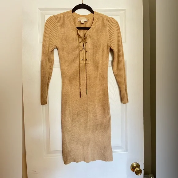 michael kors gold sweater dress Michael Kors Cashmere Sequin Sweater Dress – Recess main image 1
